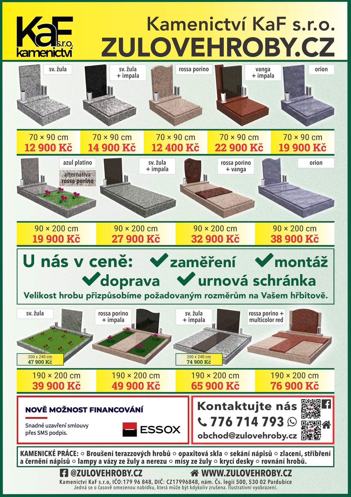 NABÍDKA SLUŽEB - KAMENICTVÍ KAF S.R.O. A ŽULOVÉHROBY.CZ